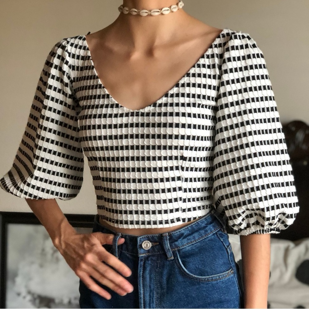 Zara Crop Checkered Women's Top